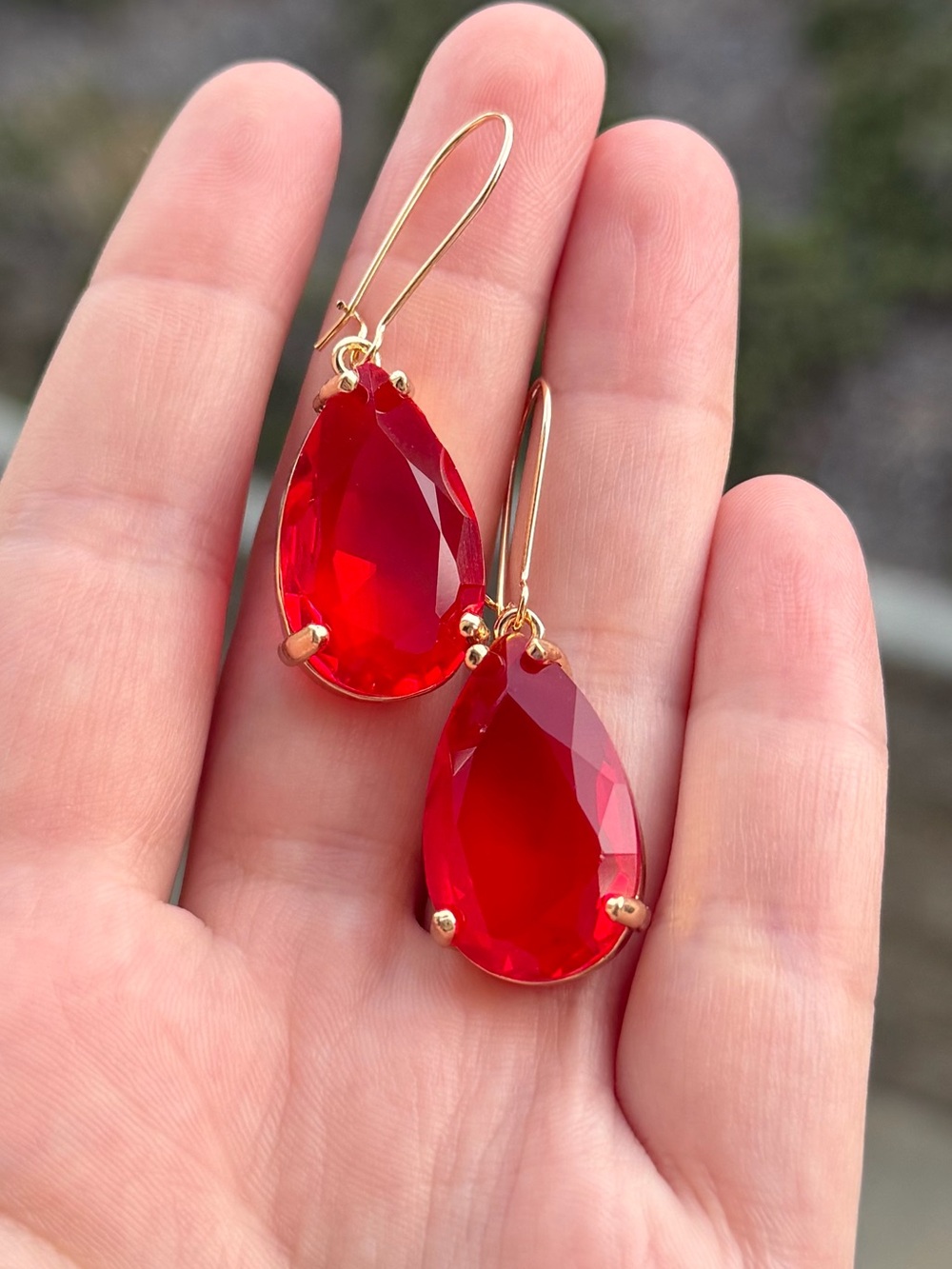 Red Crystal Teardrop Earrings